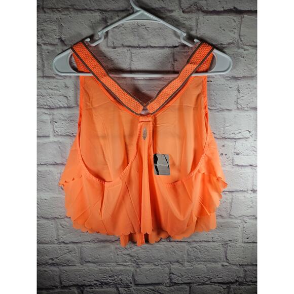 Free People Movement Size L Running Top Neon Mango Flowly NWT - Picture 10 of 10